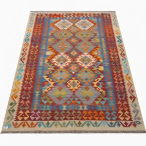 8 x 10 feet hand woven geometric tribal wool kilim carpet