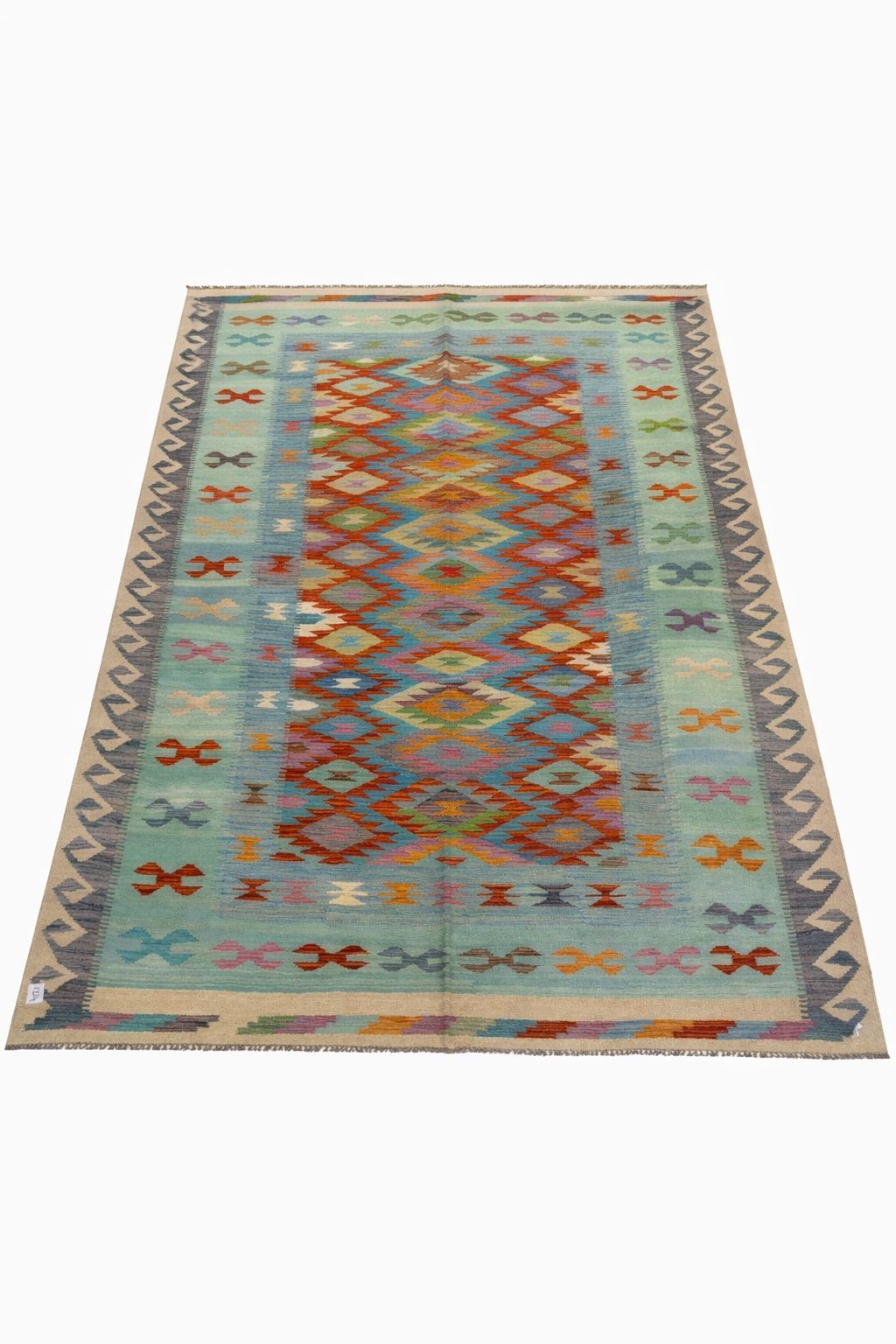 8 x 10 feet turquoise pakistani maimana kilim