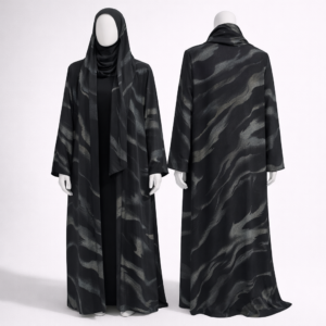 Floral Print Black Abaya Arabic
