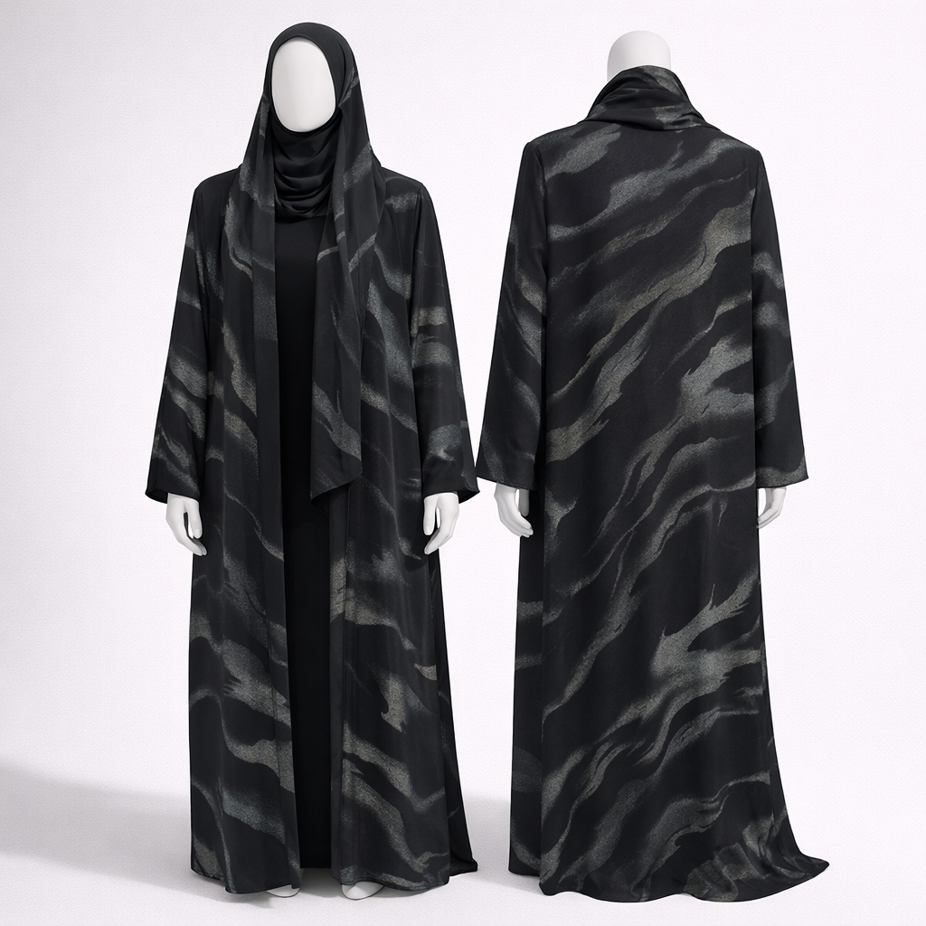 Floral Print Black Abaya Arabic Floral Print Black Abaya Arabic