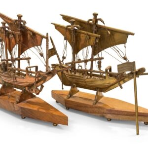 antique brass & copper decorative ship set (m size, 2 pcs)