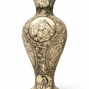 black & white mughal miniature art paper mache flower vase 20 inch