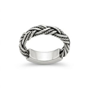 braided wheat link silver band ring