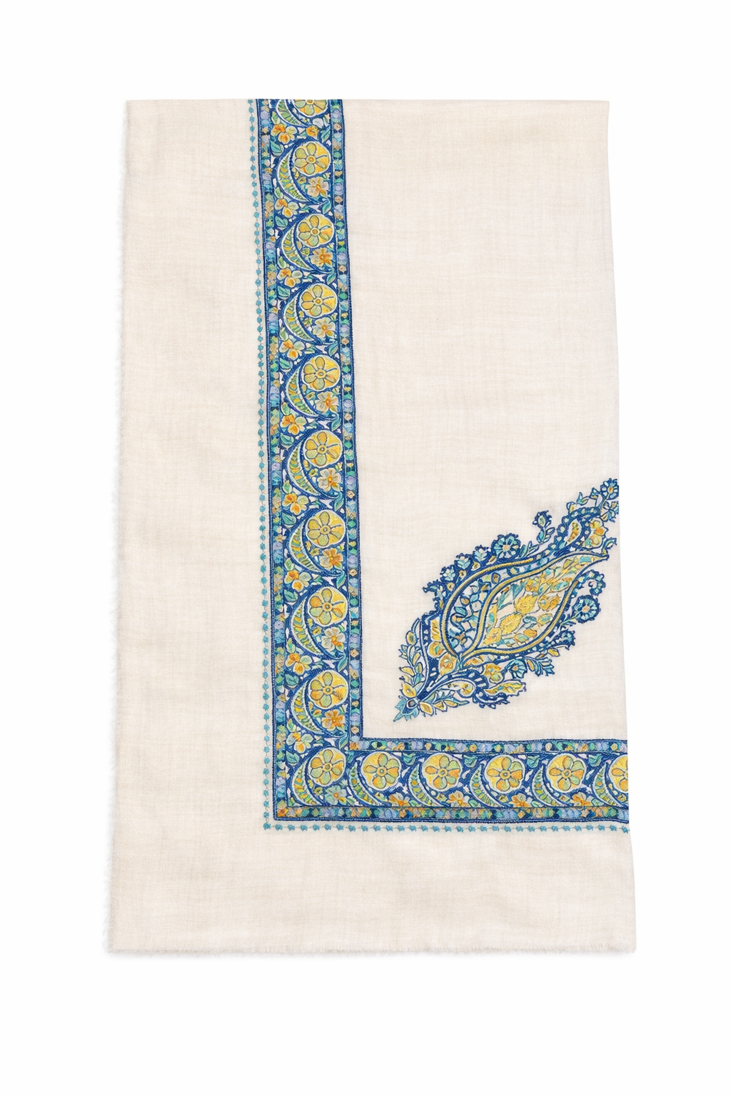 cream blue floral pashmina