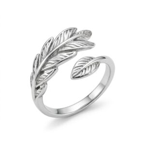 delicate silver leaf wrap ring