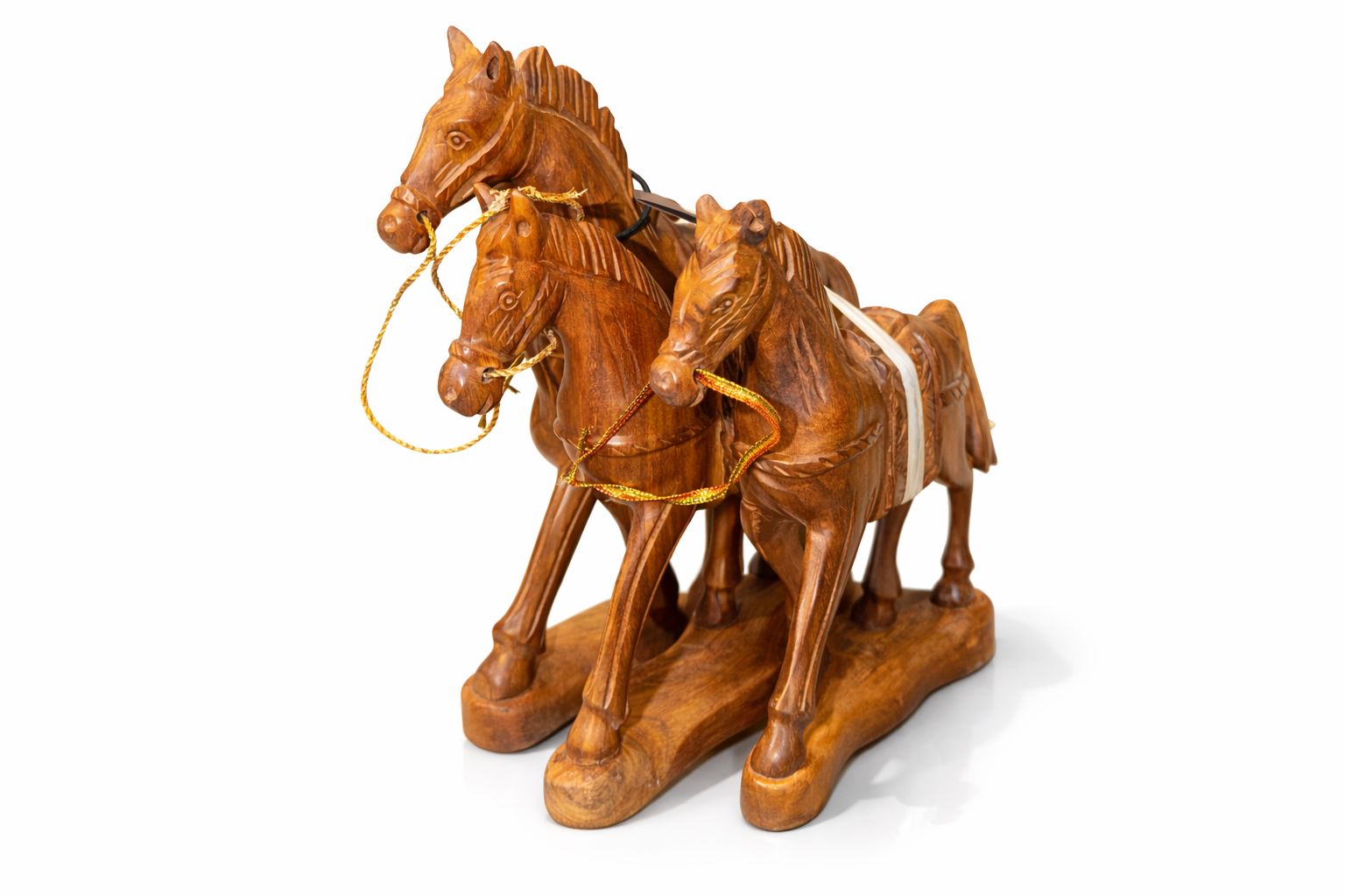 elegant 3 piece hand carved natural wood finish horse set elegant 3 piece hand carved natural wood finish horse set