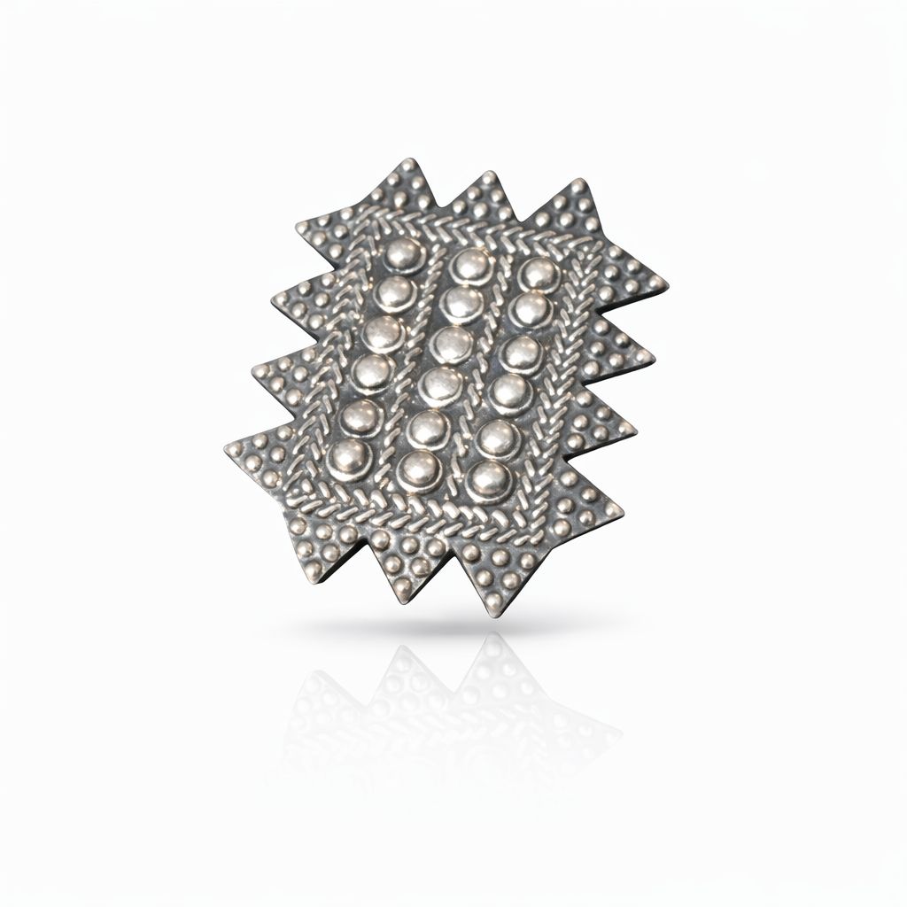 geometric oxidized silver studded shield ring geometric oxidized silver studded shield ring