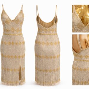 gold diamond sequin italian cocktail dress size 42