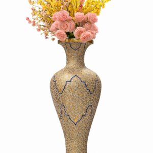 golden embossed mosaic paper mache flower vase 38 inch