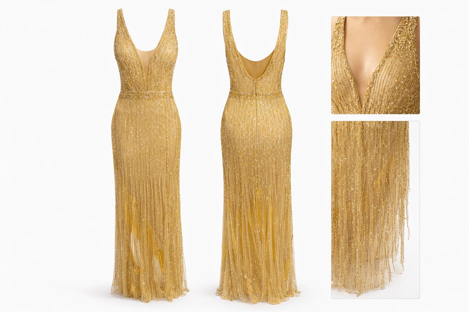 golden shimmer beaded italian evening gown size 40 golden shimmer beaded italian evening gown size 40