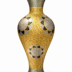 golden yellow & black floral paper mache flower vase 32 inch