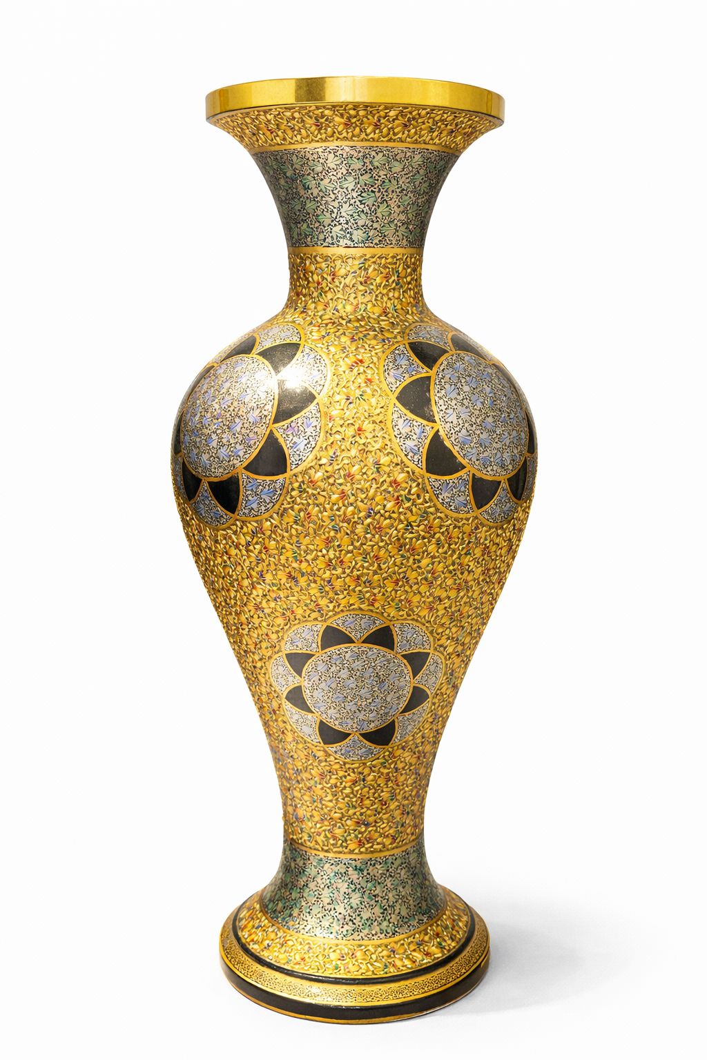golden yellow & black floral paper mache flower vase 32 inch golden yellow & black floral paper mache flower vase 32 inch