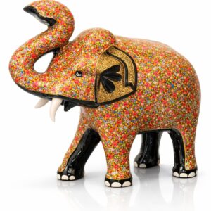 grand 18 inch royal kashmiri papier mâché elephant (hand painted gold naqashi)