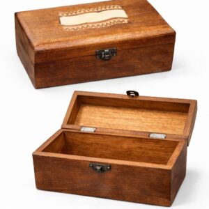 hand carved walnut wooden storage box
