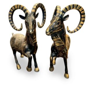 hand engraved brass antelope pair 12 inch
