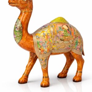 hand painted kashmiri papier mâché camel (darbar narrative style)