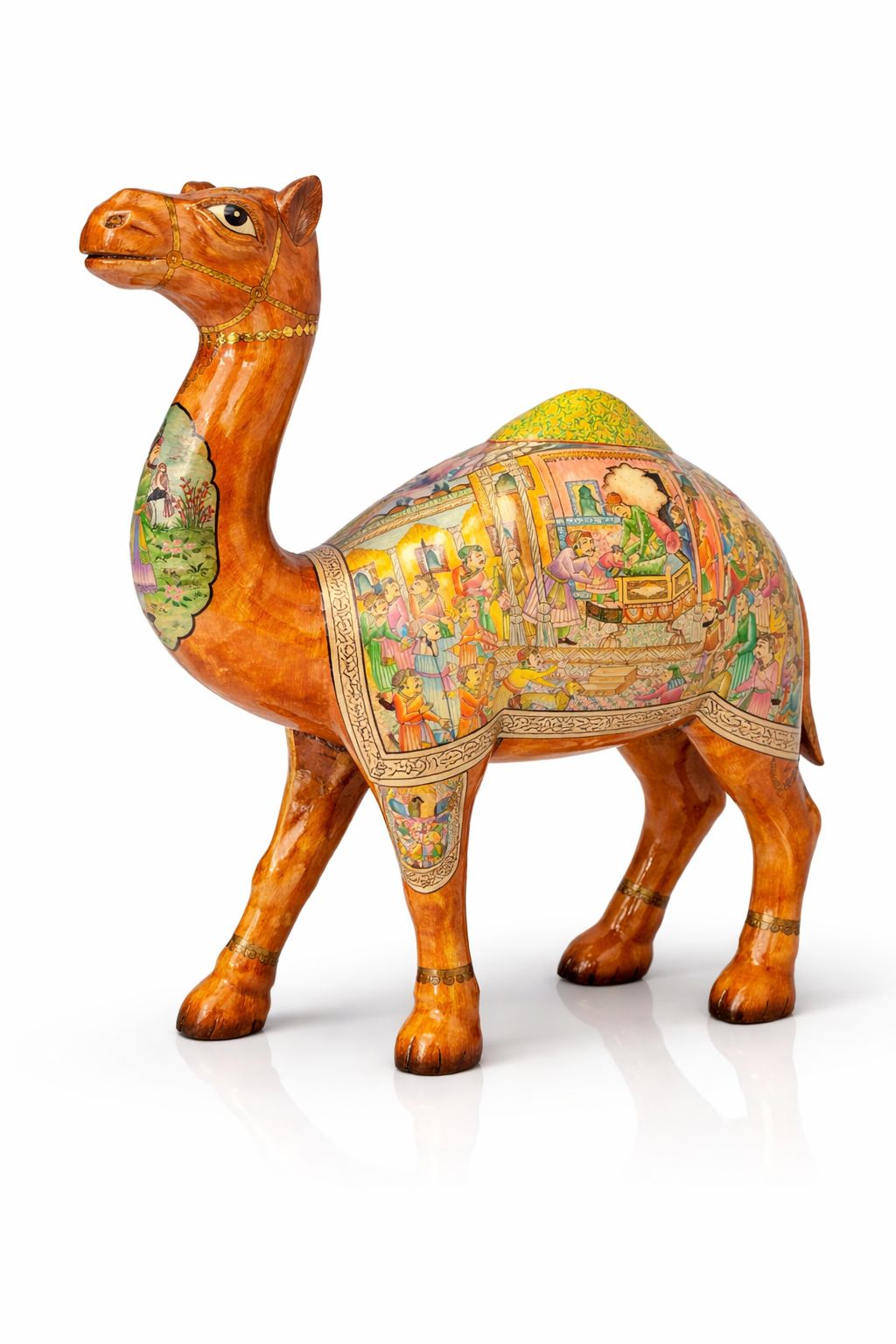 hand painted kashmiri papier mâché camel (darbar narrative style) hand painted kashmiri papier mâché camel (darbar narrative style)