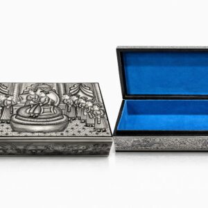 hand painted papier mâché box black & silver 10x7 inches