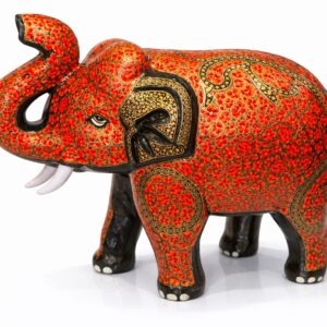 hand painted papier mâché elephant statue small