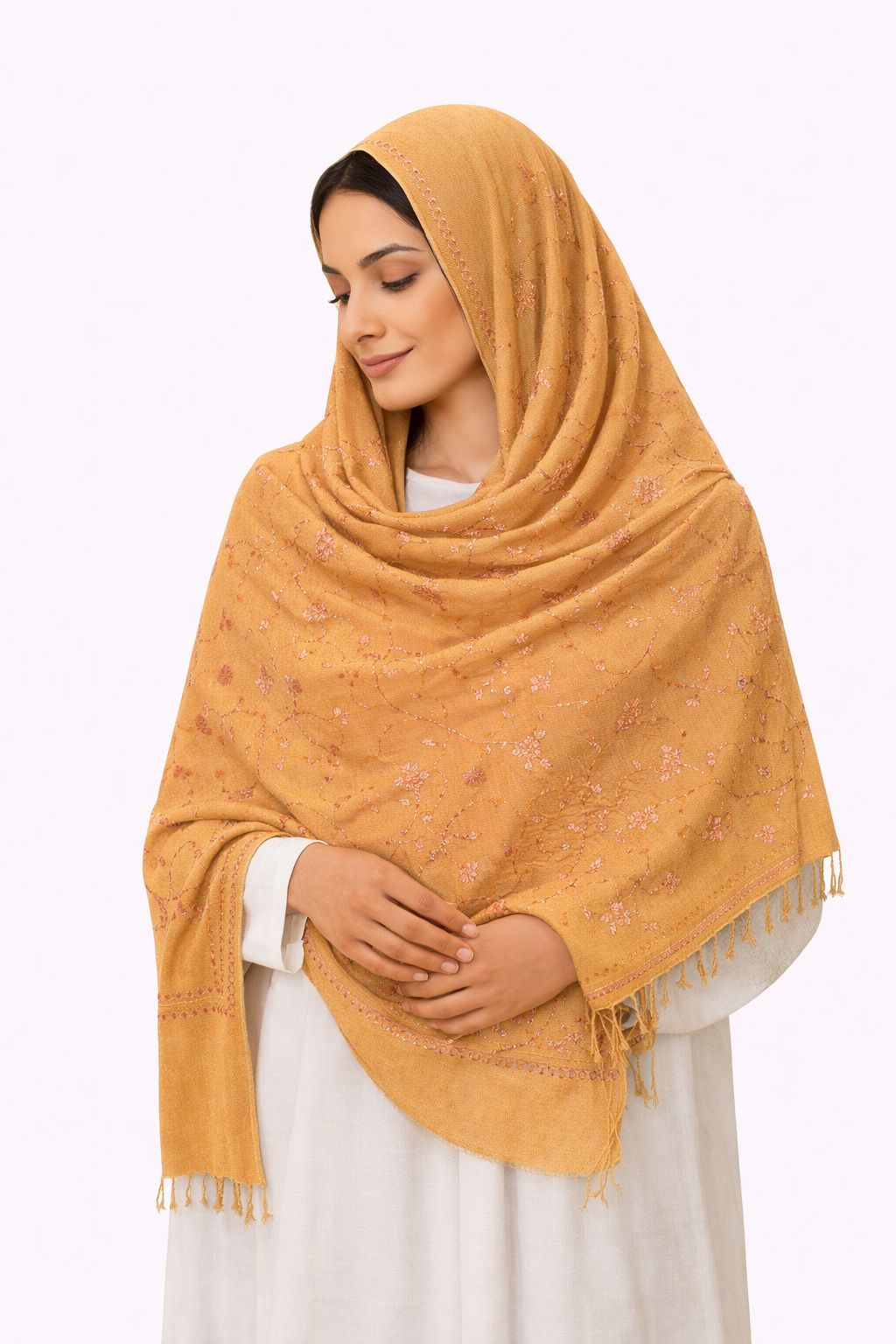 jali stole ochre and peach