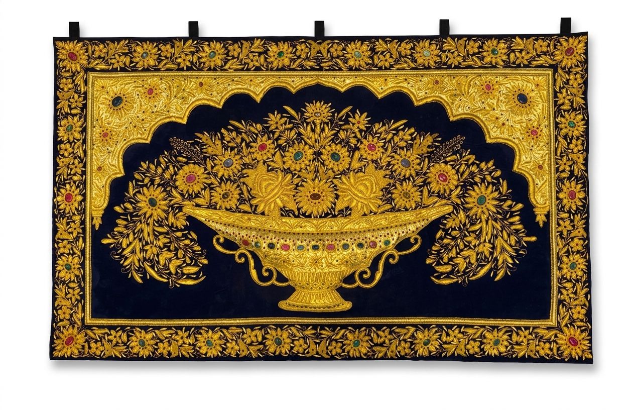 jewel carpet handmade zardhosi work 150x090cm goldblack jewel carpet handmade zardhosi work 150x090cm goldblack