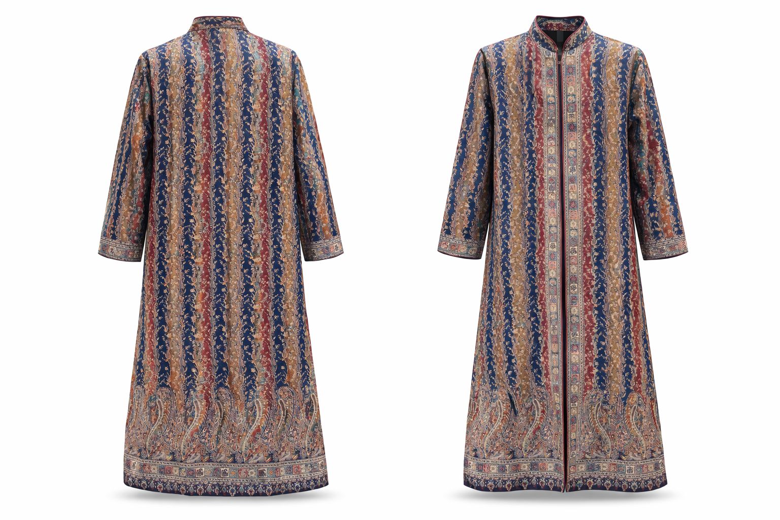 kani embroidered long jacket navy blue & multi stripe