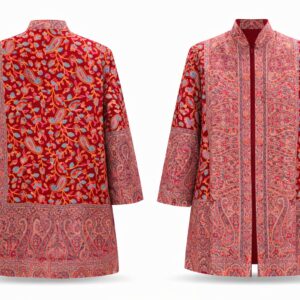 kani embroidered short jacket red & multicolour