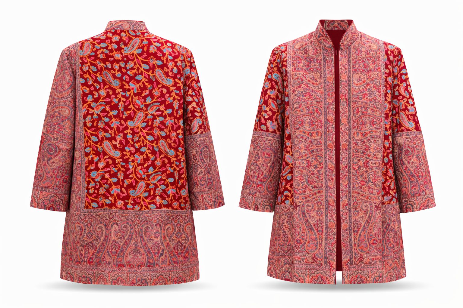 kani embroidered short jacket red & multicolour