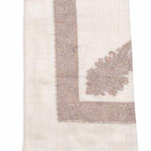 khazir white pashmina shawl with yellow silk hand embroidery and sequins