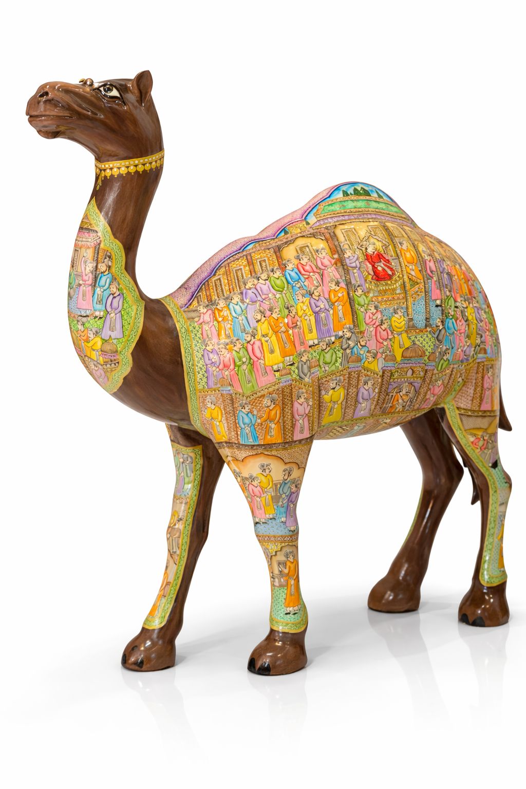 large hand painted papier mâché camel figurine (3 feet) large hand painted papier mâché camel figurine (3 feet)