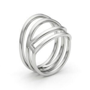modern silver crown ring
