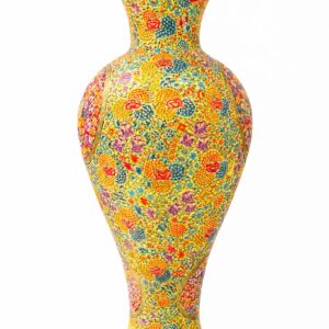 multi color floral paper mache flower vase 36 inch