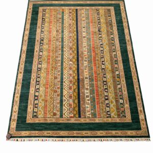 pakistani hand made green and multi color gabbeh carpet 6 x 4 feet