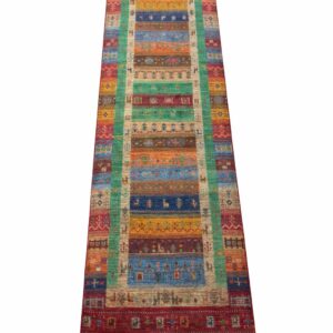 pakistani hand made multi color gabbeh runner 2.5 x 10 feet