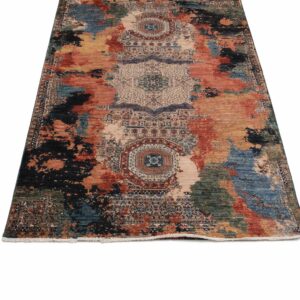 pakistani hand made rust and blue modern sherwan carpet 8 x 10 feet