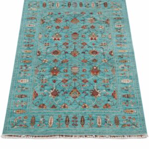 pakistani hand made turquoise and multi color chobi ziegler carpet 8 x 10 feet