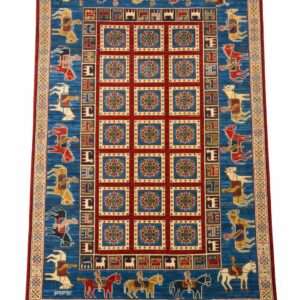 pakistani hand made wool pictorial sherwan carpet 6 x 4 feet