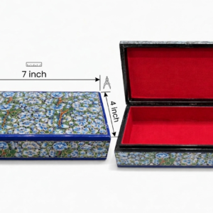 paper mache floral trinket box blue & green (7x4 inch)