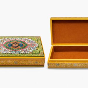 paper meche hand painted rectangular box yellow & multi color