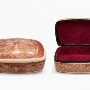 paper meche oval trinket box pink & gold (3x4 inch)