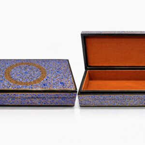 papier mâché box blue & gold 8x5 inches