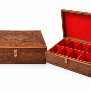 premium 1 piece hand carved rosewood box (12 x 18 inch) in natural brown finish