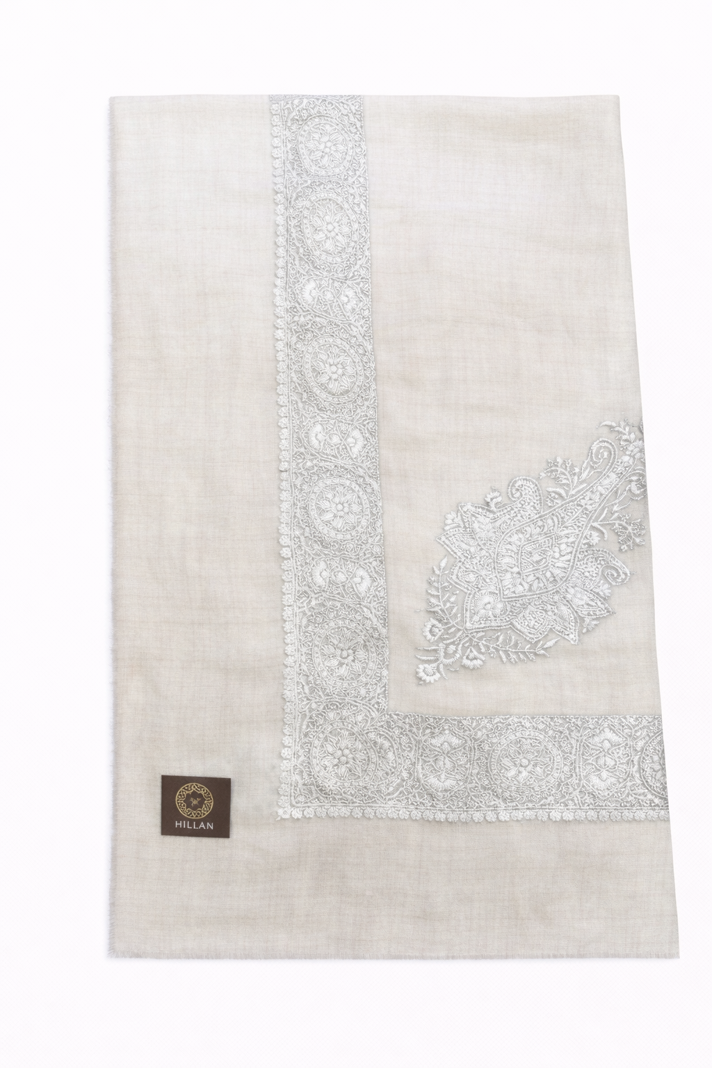 shimmering accents white pashmina shawl with pastel pink