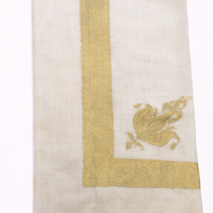shimmering accents white pashmina shawl with yellow silk needlework
