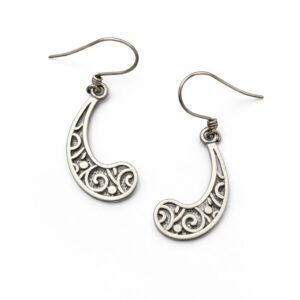 silver paisley filigree drop earrings