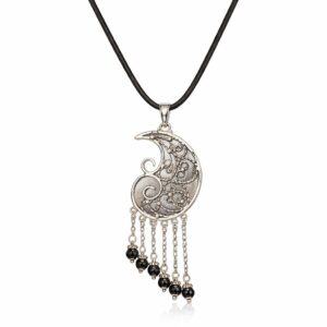 spiral filigree pendant with black stones