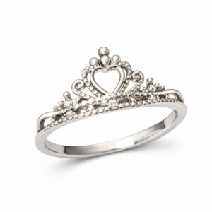 sterling silver heart tiara ring
