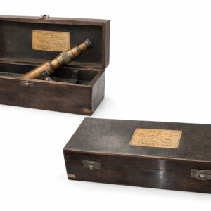 vintage brass telescope with protective wooden case