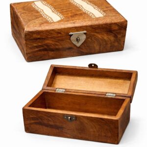 walnut wood box with bone inlay design