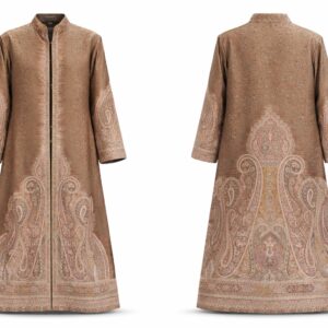 women's long kani jacket brown paisley